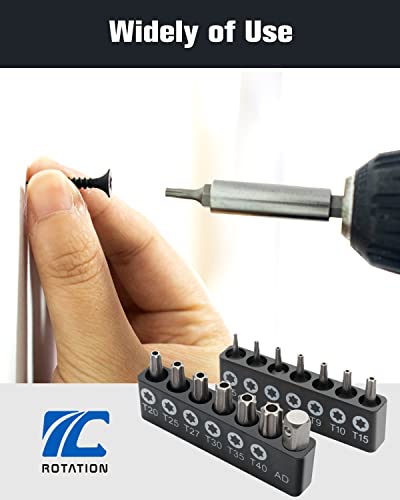 ROTATION 14-Piece Tamper Resistant Star Bits, Chrome Vanadium Steel, T5 - T40 Impact Grade Security Torx Bit Set, 1/4-inch Hex Shank - style: 14pc
