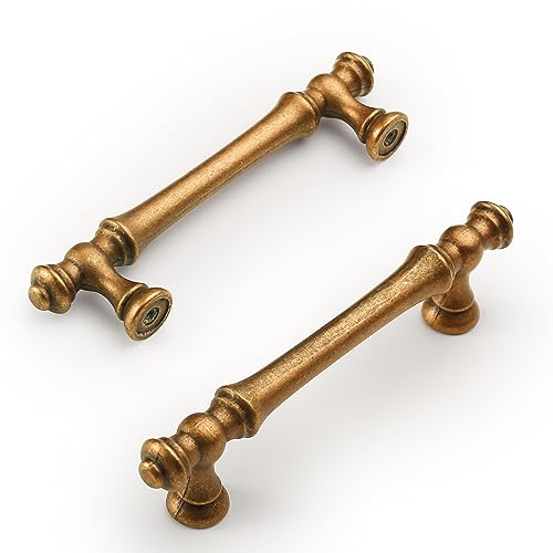 Amerdeco 10 Pack Antique Brass Cabinet Pulls 3.75" - color: Antique Brass, size: 3.75" hole center