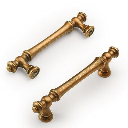 Amerdeco 10 Pack Antique Brass Cabinet Pulls 3.75" - color: Antique Brass, size: 3.75" hole center