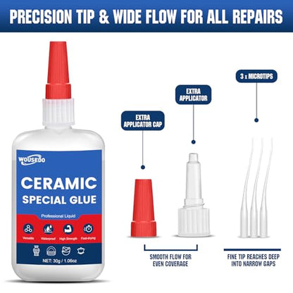 30g Ceramic Glue for Pottery, Waterproof & High-Strength Instant Adhesive - size: Ceramic Glue