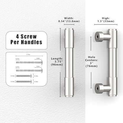 10 Pack Brushed Satin Nickel Cabinet Pulls 3 Inch(76mm) Kitchen Cabinet Handles Cabinet Hardware for Drawer Pulls - color: Brushed Satin Nickel, size: 3" Hole Center
