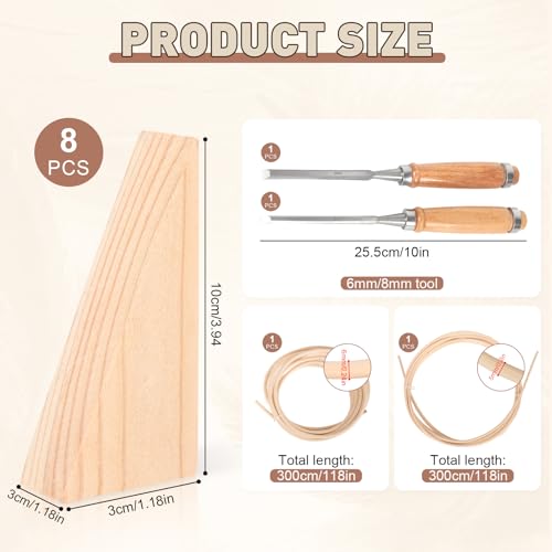 Reaeng Rattan Repair Kit for Chair Caning, Complete Furniture Restoration Kit with 15.7 x 39.4 Inch Cane Webbing Roll, Spline, 2 Caning Chisels and 8 Wooden Wedges - color: Style A
