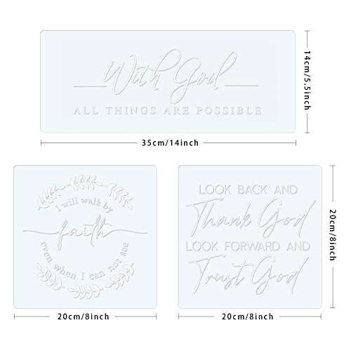 10 Set Farmhouse Christian Stencil, with God All Things are Possible Faith Waymaker Bible Verse Sign Motivational Painting Stencils for Home Office Wall Decor Reusable Template DIY Wood Sign - style: Farmhouse Bible Verse