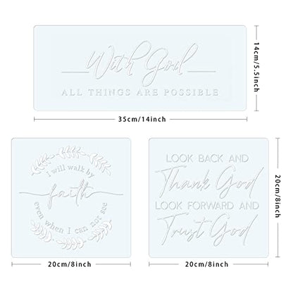10 Set Farmhouse Christian Stencil, with God All Things are Possible Faith Waymaker Bible Verse Sign Motivational Painting Stencils for Home Office Wall Decor Reusable Template DIY Wood Sign - style: Farmhouse Bible Verse