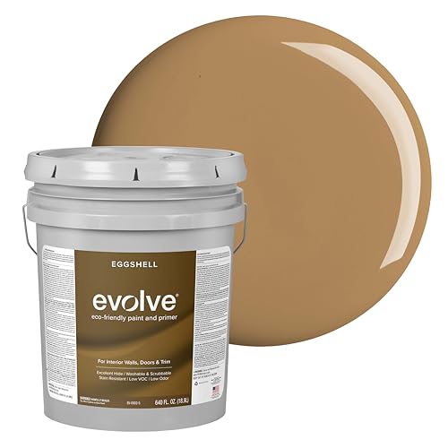 EVOLVE Paint & Primer: Environment-friendly, Low Sheen with One-coat Coverage for Interior & Exterior surfaces (Autumn Brown, 5-Gallon) - color: Autumn Brown, size: 640 Fl Oz (Pack of 1)