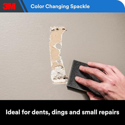 3M High Strength Spackling Compound 12 oz. and Putty Knife, Color Changing, Applies Blue, Dries White, Ideal for Use on Drywall, Plaster, Stoccu and Wood, Easy Interior and Exterior Repairs (CC-SIOC)