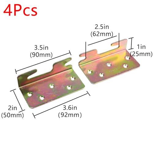 Geesatis Beds Rail Bracket,4 PCS Bed Rail Hooks Plates,3.6" x 2"