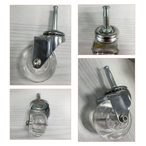 2" Swivel Caster Wheels, M8×38mm, Crystal Clear, Set of 4 - size: 2",No Brake