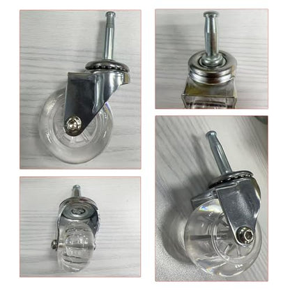 2" Swivel Caster Wheels, M8×38mm, Crystal Clear, Set of 4 - size: 2",No Brake