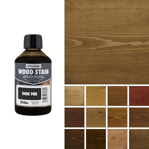 Littlefair's Wood Stain Water Based - 8.5oz/250ml - Indoor Furniture Stain Light & Dark Finishes - Special Non Toxic & Eco Friendly Formula - Wood Stain for Crafts - Color: Dark Pine - color: Dark Pine, size: 8.5oz/250ml