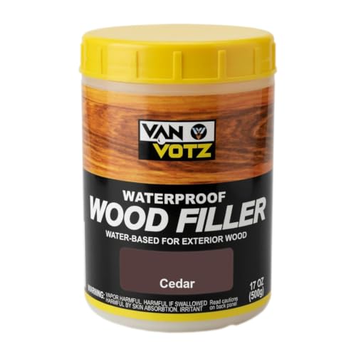 Waterproof Wood Filler [Half-Pint, Cedar] - Exterior Grade Wood Repair in 18 Paintable and Stainable Colors. Strong Adhesion and Durability for Outdoor Wood in All Weather Conditions. - color: Cedar, size: 1-Half-Pint [17oz / 500g]