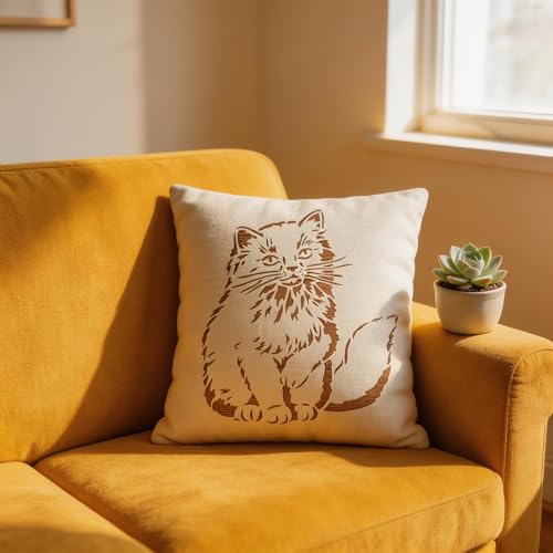 TIAMECH A4 Reusable Hairy Cat Stencil for Painting - style: Hairy Cat