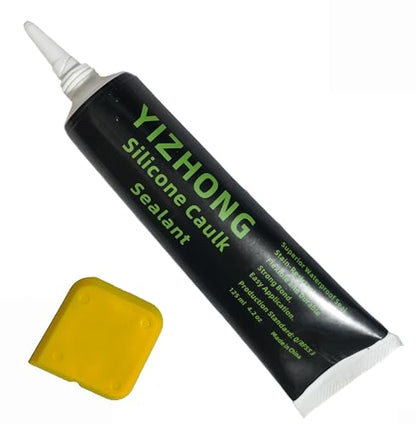 YIZHONG Silicone Sealant Caulk, 4.2 oz Tube for Bathroom & Kitchen, Easy Squeeze & Smooth Application, Low Odor (Clear-4 oz)