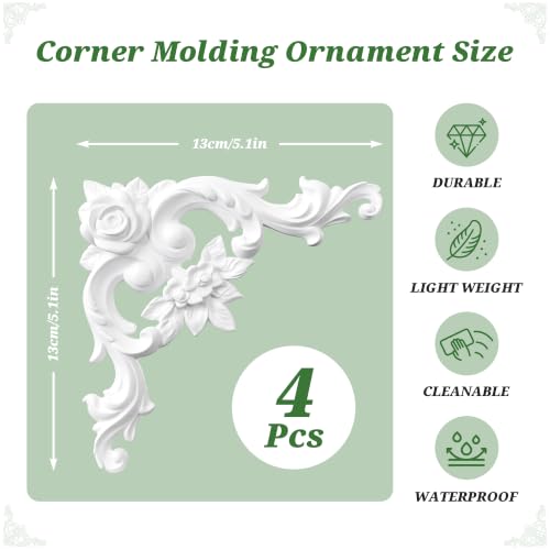 3 Set Peel and Stick Wall Molding Kit (12 Frames & 4 Corner Flowers)