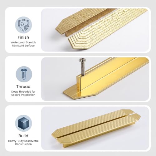 BaiNong 10 Pack Gold Drawer Pulls 9.8" Cabinet Handles Traditional Retro - color: 10 Pack 9.8" Polygon