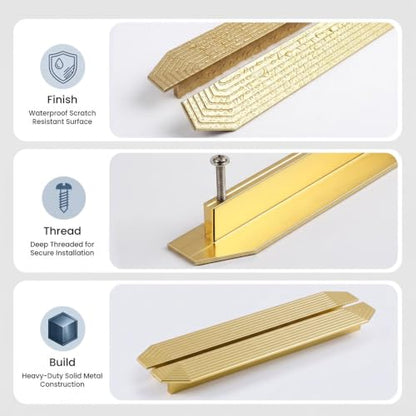 BaiNong 10 Pack Gold Drawer Pulls 9.8" Cabinet Handles Traditional Retro - color: 10 Pack 9.8" Polygon