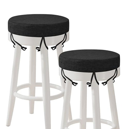 AddGrace Round Bar Stool Cushions with Ties Set of 2 12" Black - color: Black