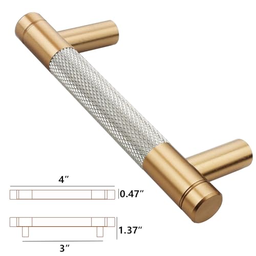 24 Pack 3 Inch 76 mm Bar Cabinet Pulls Bronze and Nickel Knurled Handles for Bronze and Nickel Drawer Pulls Cupboard Aluminum Handles - color: Bronze and Nickel, size: 3 Inch