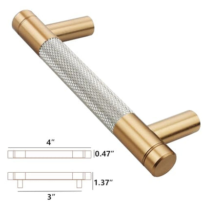 24 Pack 3 Inch 76 mm Bar Cabinet Pulls Bronze and Nickel Knurled Handles for Bronze and Nickel Drawer Pulls Cupboard Aluminum Handles - color: Bronze and Nickel, size: 3 Inch