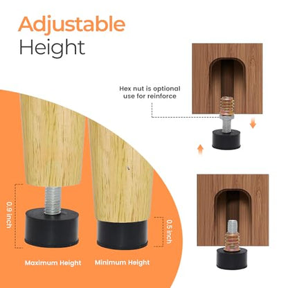 M8 Rubber Adjustable Furniture Leveler，8 Pack Leveling Feet Screws in Threaded, Feet Levelers Screw On Furniture Glide Leveling for Table, Chair, Furniture Legs - size: M8 Thread, 8 Pack