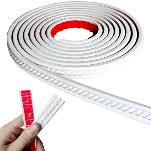 Peel and Stick Molding Trim Self Adhesive Flexible Wall Trim Crown Molding 3d Strip for Tile Wood Wall Panels Picture Mirror Frame Border Edge Corner Ceiling Wallpaper Moulding Decor Trim (120 inches) - size: 0.8" x 120"