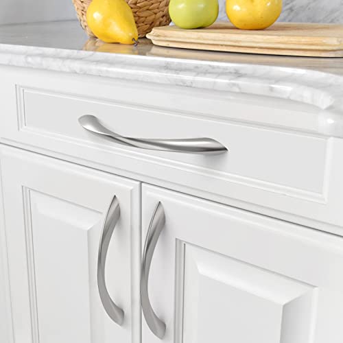 Amerdeco 10 Pack Brushed Satin Nickel 6.3 Inch(160mm) Hole Centers Kitchen Arch Twisted Cabinet Pulls Cabinet Hardware Kitchen Handles for Cabinets Cupboard Handles Drawer Pulls ZH0048 - color: Brushed Satin Nickel, size: 6.3"/160mm Hole Center