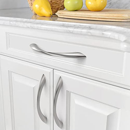 Amerdeco 10 Pack Brushed Satin Nickel 6.3 Inch(160mm) Hole Centers Kitchen Arch Twisted Cabinet Pulls Cabinet Hardware Kitchen Handles for Cabinets Cupboard Handles Drawer Pulls ZH0048 - color: Brushed Satin Nickel, size: 6.3"/160mm Hole Center