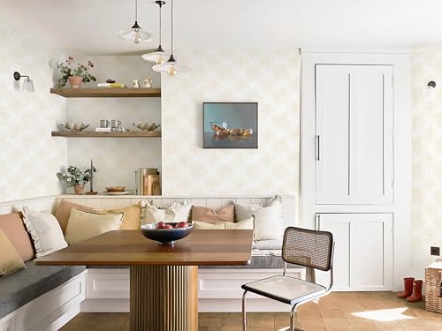 Boho Wallpaper Beige Wall Paper Peel and Stick Modern Beige and White Geometric Fireworks Contact Paper Renter Friendly Self-Adhesive Removable Bathroom Bedroom Laundry Room 17.3" × 393" - color: Beige and White, size: 17.3" x 393"