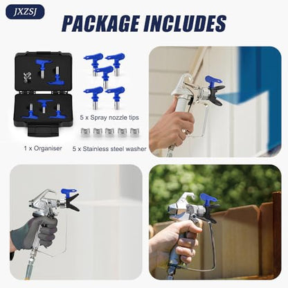 Spray Tips for Airless Sprayer,Reversible Airless Spray Tips 5 Pieces,Use Mini Boxes for Storage, Convenient to Carry(109, 213, 315, 413, 621)