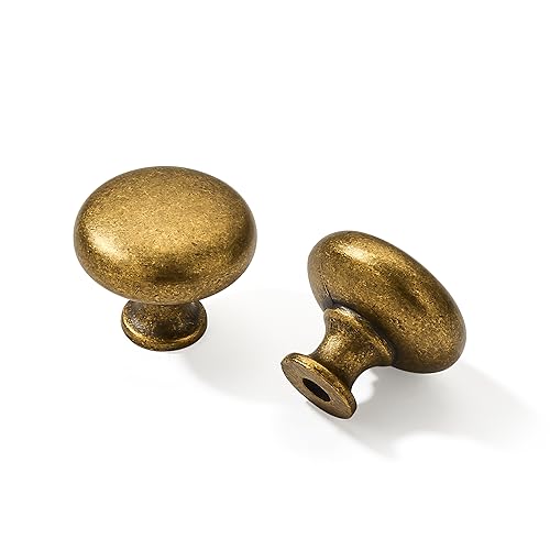 khtumeware 1-1/4" (32 mm) 10 Pack Drawer Pulls Antique Brass Cabinet Knobs Kitchen Hardware Cabinet Handles Drawer Handles Knobs. (10 Pack, knob, Antique Brass) - color: Antique Brass, size: Knob 1-1/4"
