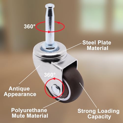 1.5 Inch Swivel Casters Set of 4, M8 Grips Neck Stem Caster Wheels, Heavy Duty Silver Caster with Rubber Wheel for Furniture Sofa Chair Cabinet - style: 1.5 inch Silver