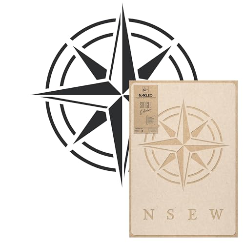 NAKLEO Geometric Large Wall Painting Stencil Diameter 15.4”, Circle Compass Wind Rose Pattern, Reusable Plastic Template, DIY Art and Craft Home Decor, Floor Wood Fabric Furniture - color: Compass, size: M