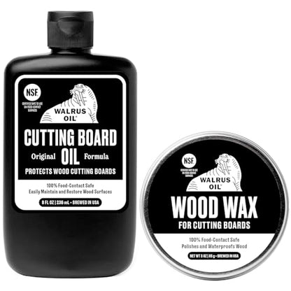 WALRUS OIL - Cutting Board Oil and Wood Wax Set. For Cutting Boards, Butcher Blocks, Wooden Spoons, and Bowls. 100% Food-Safe. - size: Set