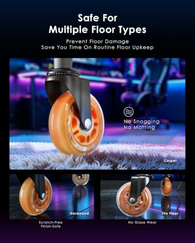 RidRed Gaming Chair Wheels - Heavy-Duty Office Chair Wheels - Replacement Rubber Casters- Universal Fit 3 Inch Chair Casters, Noise Free, Fits 98% Chair, for All Floor - color: Orange