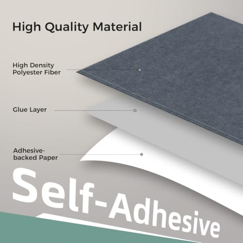 TO-TH Sound Absorbing Panels Self-Adhesive Acoustic Wall Panel 4 Pack, Gray - color: Gray, size: 4 Pack