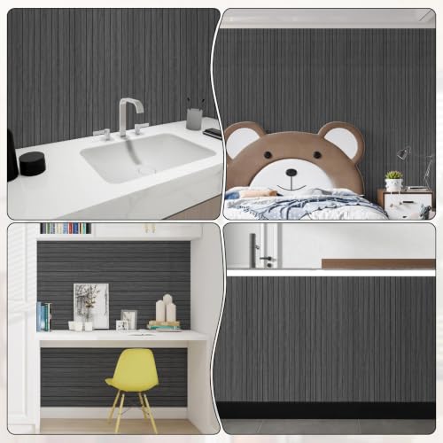 Peel and Stick Slat Wall Panel 15.75" X 118" PVC Self-Adhesive for Walls - color: Dark Gray 15.7 x 118in