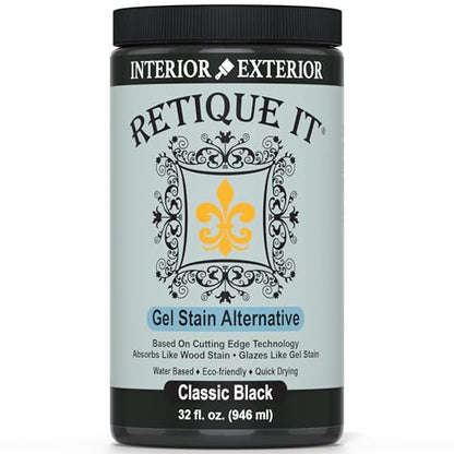 Water-Based Gel Stains by Retique It (32oz Stain, 10 Classic Black) - color: 10 Classic Black, size: 32oz Stain