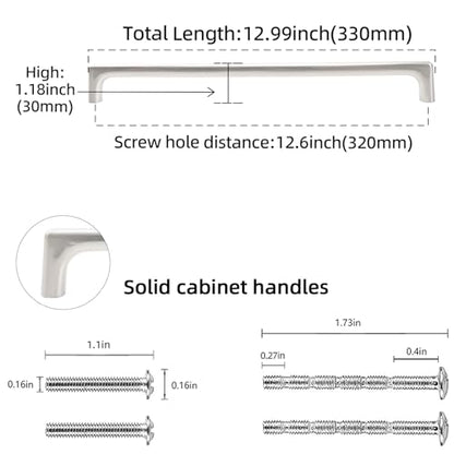 10 Pack 12.5 inch Brushed Satin Nickel Kitchen Cabinet Handles - color: Brushed Satin Nickel, size: 12-5/8 inch Hole Center