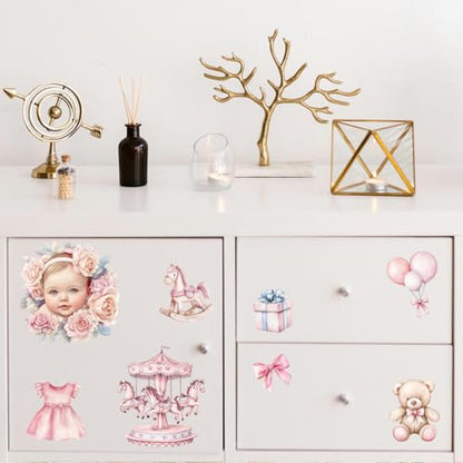 Peacoblue Pink Series Rub On Transfers for Furniture Craft 6"x12" - style: Pink Series