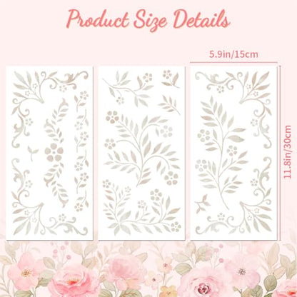 Peacoblue White Leaves and Flowers Rub On Transfers for Furniture 6"x12" - style: White Leaves and Small Flowers