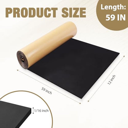 LSGCQ Sponge Neoprene Foam Padding Self Adhesive Foam Sheets, Black - color: Black, size: 12" Wide x 1/16" Thick x 59" Long