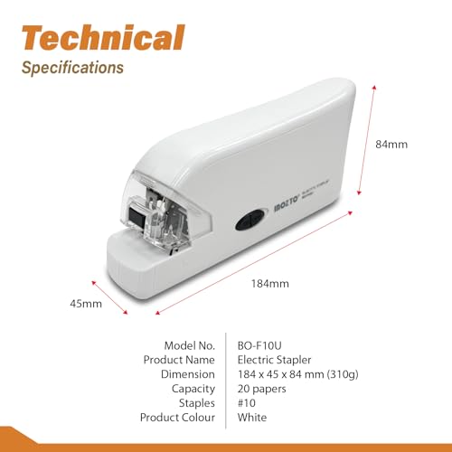 Electric Stapler, Batteries or USB Powered. Intellignet Automatic Sensor Stapler for up to 20 Sheets, 20 Pages per Second with Staple Remover & Anti-Slip Base, Compatible with Bostitch Staples