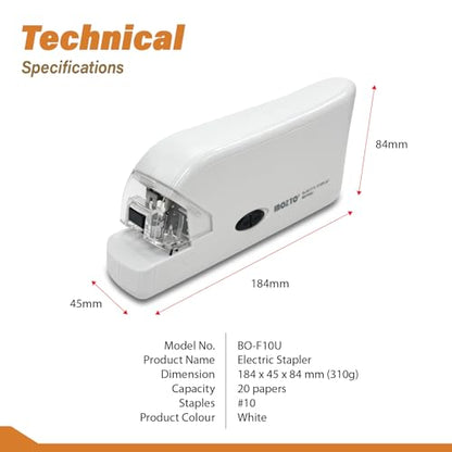 Electric Stapler, Batteries or USB Powered. Intellignet Automatic Sensor Stapler for up to 20 Sheets, 20 Pages per Second with Staple Remover & Anti-Slip Base, Compatible with Bostitch Staples