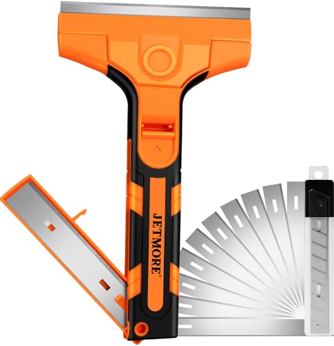 JETMORE Razor Blade Scraper, Window Scraper with 15 Blades, Razor Scraper - color: Orange, size: 1 Pack
