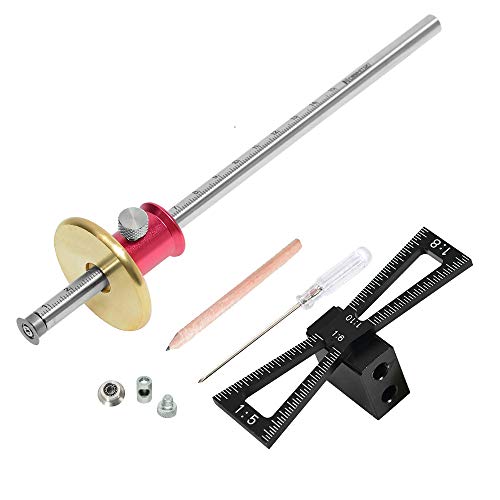YOSELIN Dovetail Marking Jig Wheel Marking Gauge Tool Set, 1 Woodworking Pencil,1 Wheel Cutter for Hardwood,1 Bearing Wheel Cutter for Soft Wood, Precision Ground Steel Rod for Woodworking … - color: Red