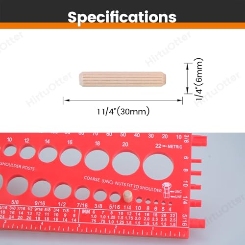 100 pcs 1/4" x 1-1/4" Wooden Dowel Pins, Hardwood, Kiln-Dried Fluted & Beveled Design for Easy Insertion for Woodworking, Furniture, Crafts & DIY Projects (M6 x 30) - size: 1/4" x 1 1/4"