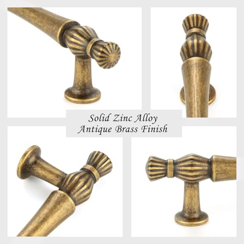 3 Inch Antique Brass Cabinet Pulls 10 Pack French Style P2408 - color: Antique Brass, size: 3" Hole Centers-10 Pcs