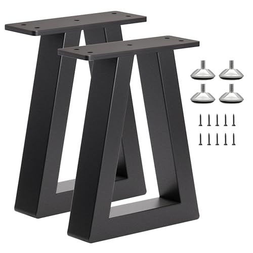 10 '' Trapezoid Metal Table Legs Black, Heavy Duty Replacement Furniture Feets for DIY Coffee Tables, Bench, Cabinet, Stool, Night Stands, Sofa (H10 x W7.9, Set of 2) - color: Trapezoid, size: 10 IN