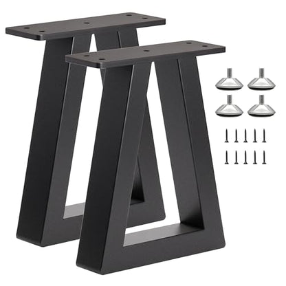 10 '' Trapezoid Metal Table Legs Black, Heavy Duty Replacement Furniture Feets for DIY Coffee Tables, Bench, Cabinet, Stool, Night Stands, Sofa (H10 x W7.9, Set of 2) - color: Trapezoid, size: 10 IN