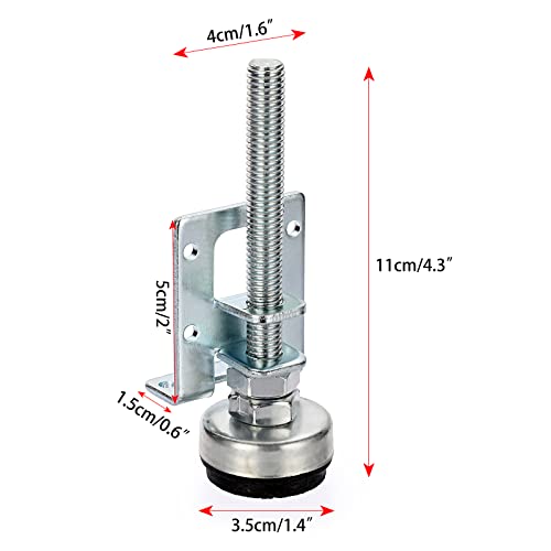 OwnMy 4PCS Heavy Duty Adjustable Furniture Leveling Feets L Shaped Levelers - size: 4.3"H-Silver